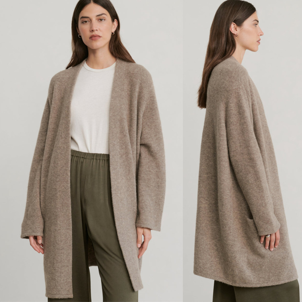 Jenni Kayne Knit Open Front Sweater Coat in Oatmeal